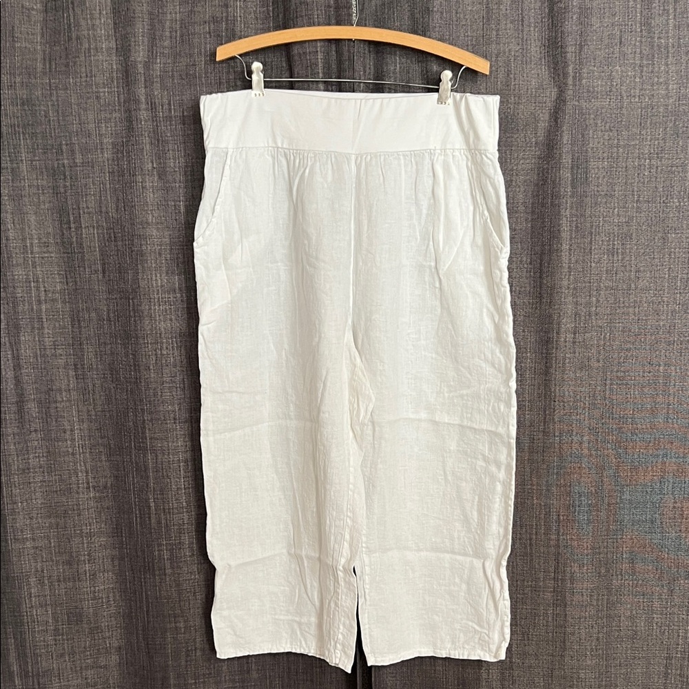 Colette white linen pants with elastic waistband